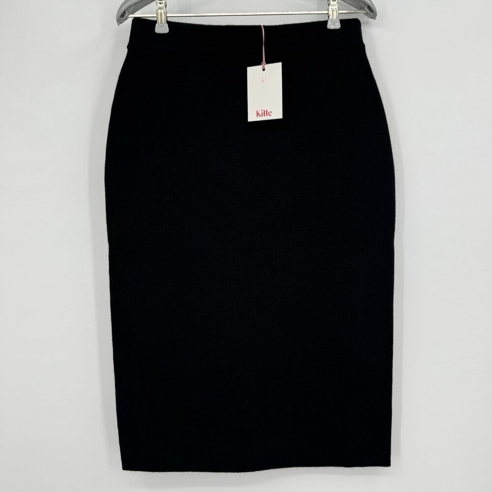 Kilte Collection 100% Washable Cashmere Ines Skirt size 2 M Midi Pencil Black